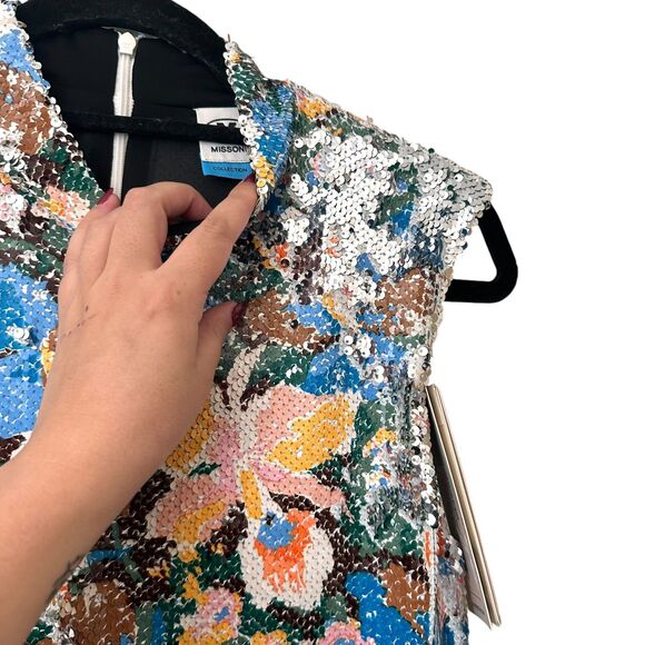 M MISSONI Reversible Sequin Floral Mockneck Top NWT Sz44‎ (US8) - Picture 5 of 6